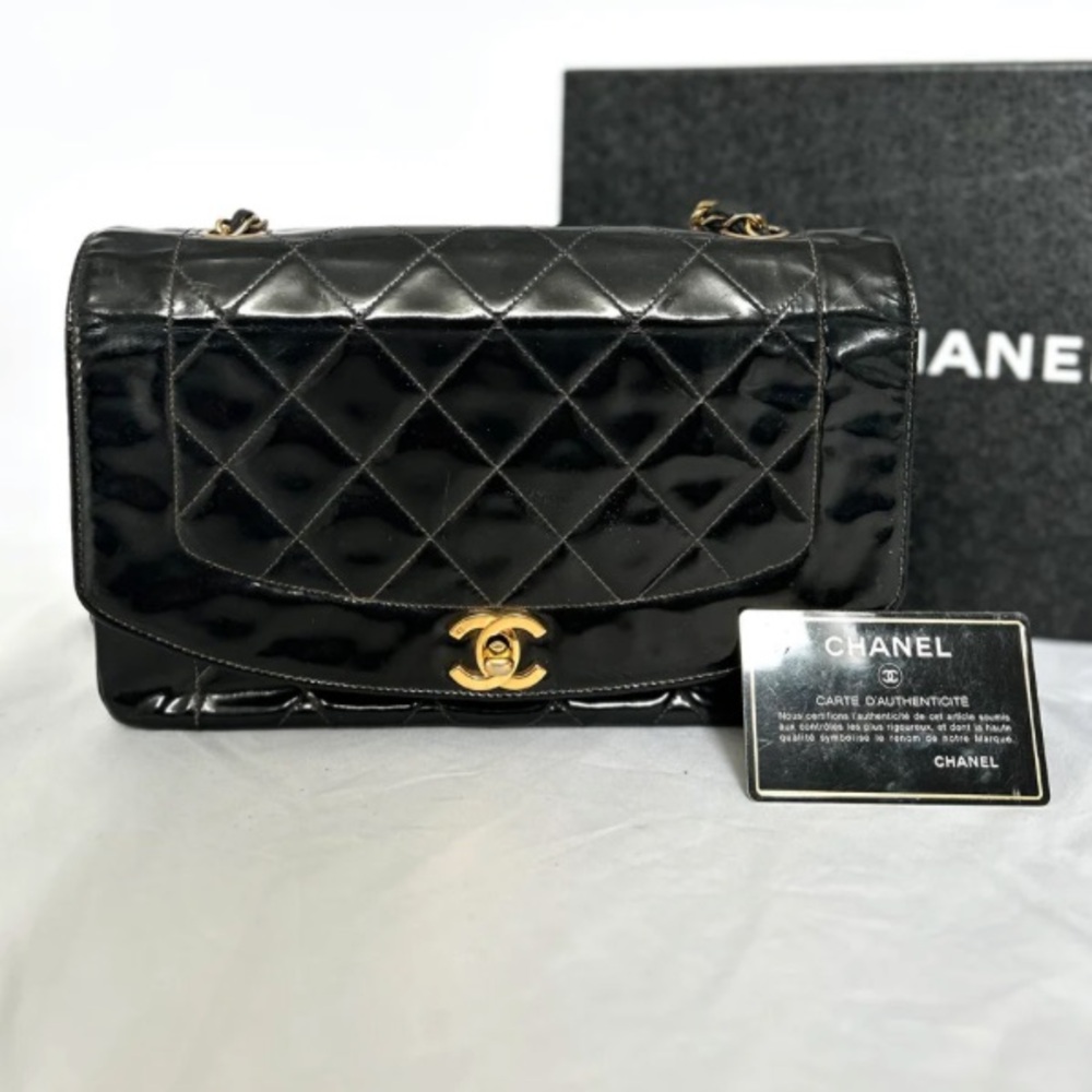 CHANEL Patent Diana Medium Flap Bag 24K GHW